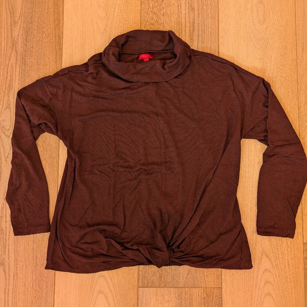 Burgundy Cowl Neck Long Sleeve Lightweight Sweater - Size XL